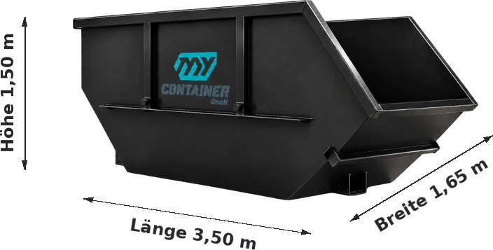 Absetzcontainer 7 m³ mit Maßangaben